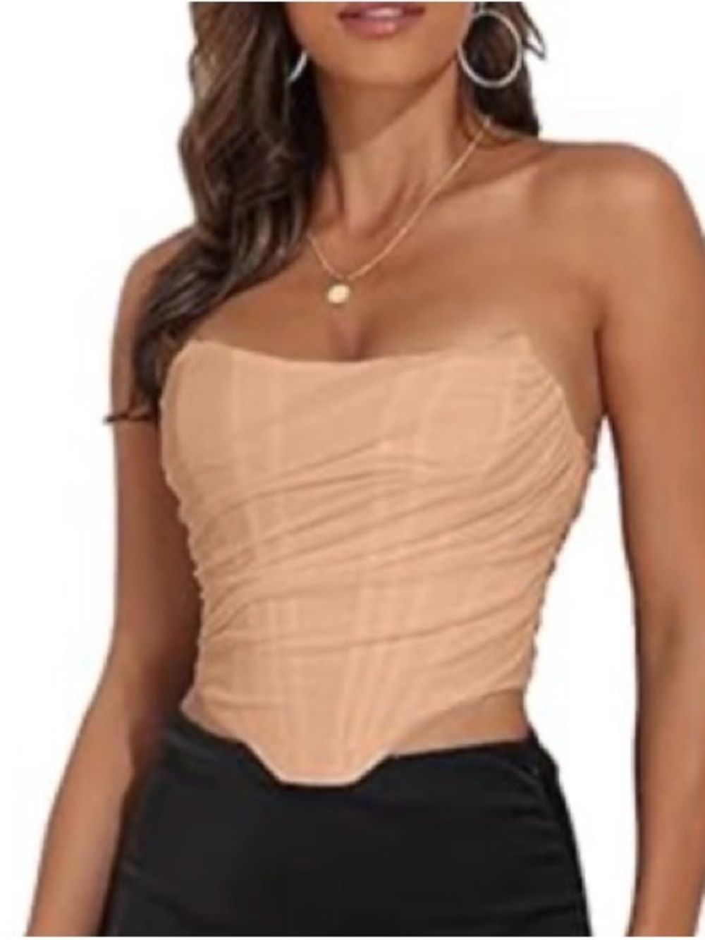 Ruched Strapless Peach Bodysuit